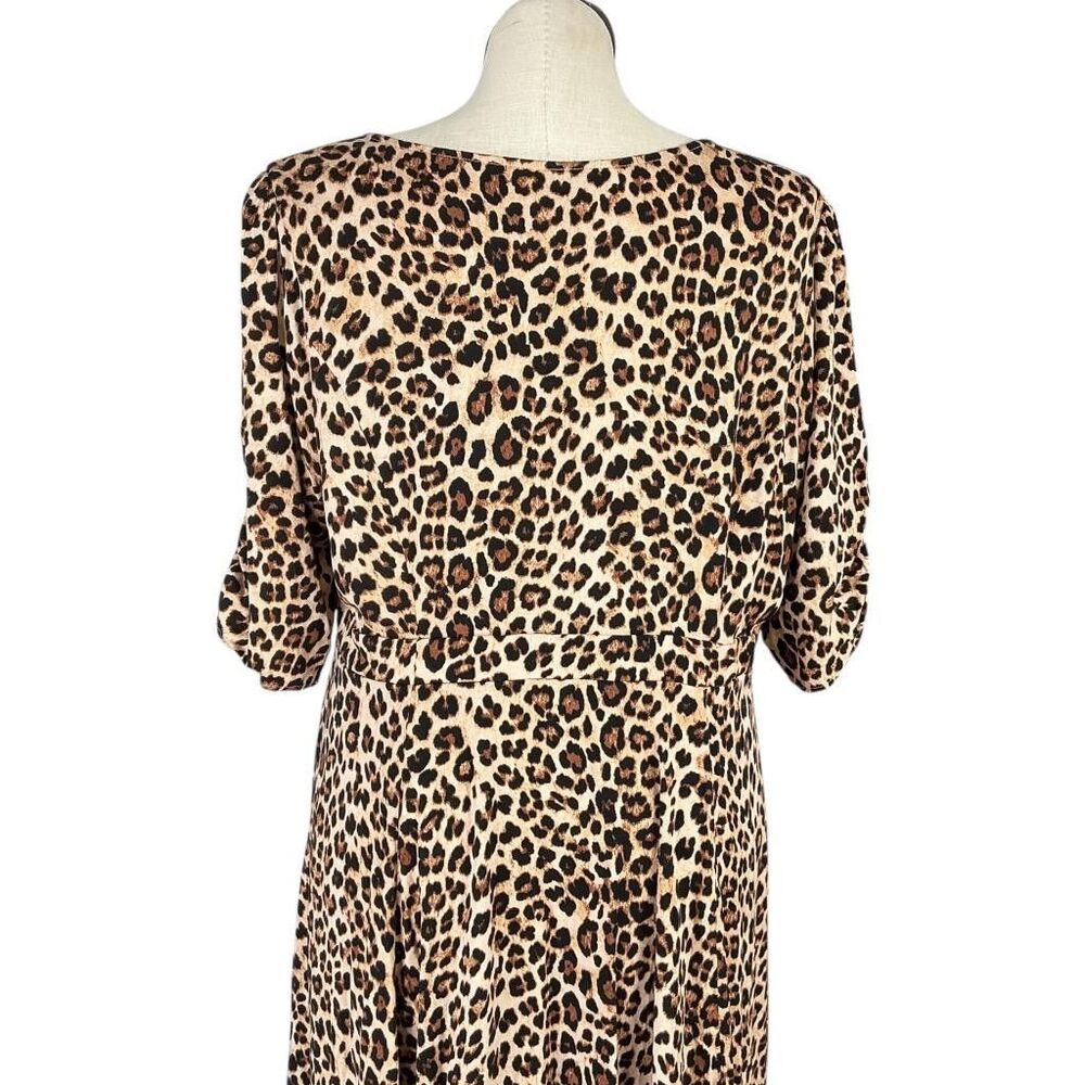 Torrid Dress Womens 3X Leopard Print Retro Chic Brown Midi Sweetheart Neck Plus - Picture 8 of 9